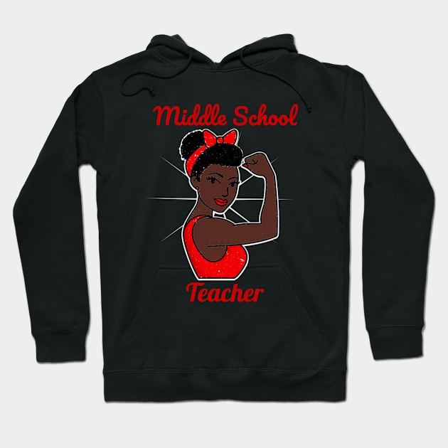 middle school teacher Black Woman Strong Retro Vintage Poster Style Art Work Hoodie by DesignIndex